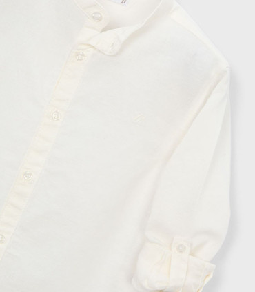 Camisa manga larga Mayoral niño blanca lino cuello mao  Inicio  Camisa de manga larga para