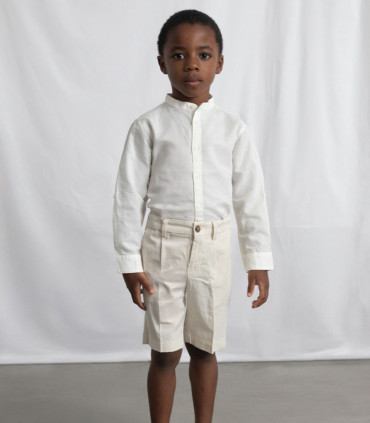 Camisa manga larga Mayoral niño blanca lino cuello mao  Inicio  Camisa de manga larga para