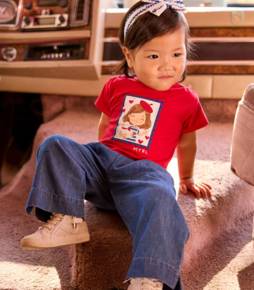 Conjunto pantalón vaquero y camiseta con diadema Mayoral niña  Inicio  Conjunto de pantalón