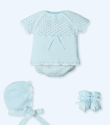 Conjunto Ranita Bebé Con Capota y Patucos Serenity Blue  Inicio    ranita, capota, serenity