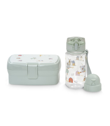 Fiambrera Con Botella Agua 2 Tapones Granja Koala Verde  Complementos    agua, fiambrera