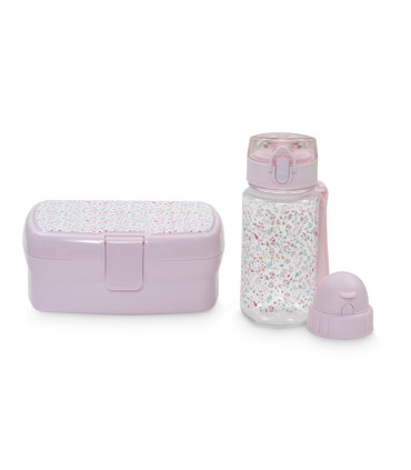 Fiambrera Con Botella Agua 2 Tapones Petalos Rosa  Complementos    tapones, petalos, agua