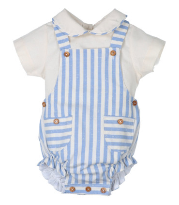 Peto Ranita Con Camisa Niño Azul-Beig  Niña-Niño    ranita, beig, camisa, niño, peto, azul