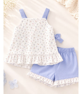 Conjunto Pantalón y Top Niña Bouquet Azul  Niña-Niño    conjunto, niña, bouquet, pantalón