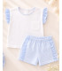 Conjunto Pantalón Corto y Camiseta Rayas Niña Azul  Niña-Niño    rayas, niña, conjunto