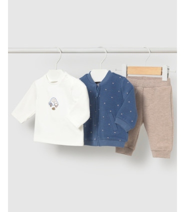 Chándal Tres Piezas Azul y Beig Bebé Niño Mayoral  New Collection    beig, mayoral, bebé