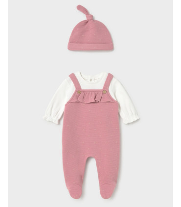 Pelele Peto Con Gorrito Bebé Niña Mayoral  New Collection   TALLA: 1-2 meses, 2-4 meses, 0-1