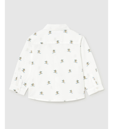 Camisa Blanca Estampada Niño Mayoral  Niña-Niño    blanca, niño, estampada, mayoral, camisa