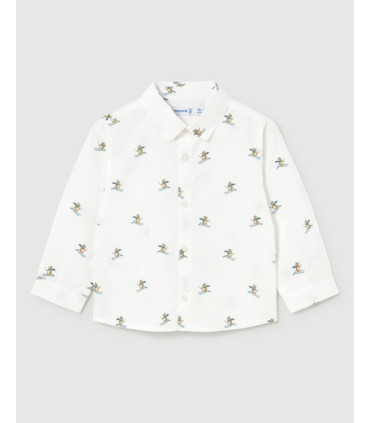 Camisa Blanca Estampada Niño Mayoral  Niña-Niño    blanca, niño, estampada, mayoral, camisa