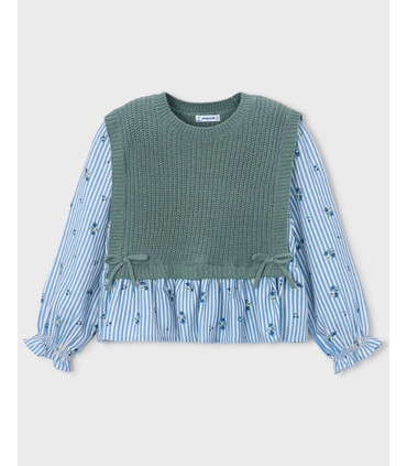 Blusa Con Efecto Chaleco Niña Mayoral  Niña-Niño    chaleco, niña, mayoral, efecto, blusa
